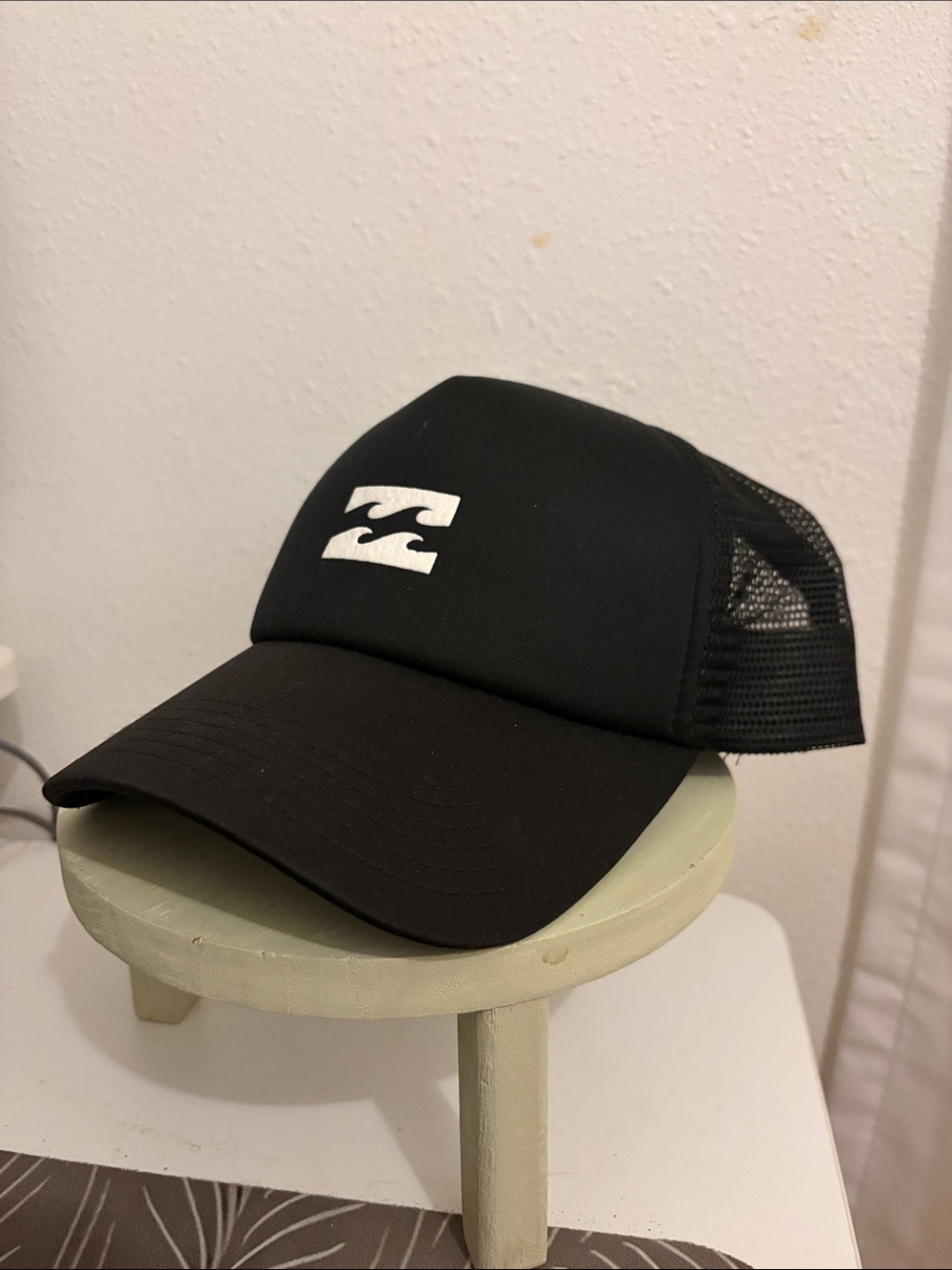 Billabong Black Trucker Hat with White Wave Logo